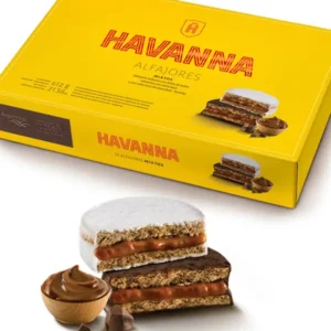 Caja de Alfajores Havanna Mixtos de 12 unidades con variedades de chocolate y merengue
